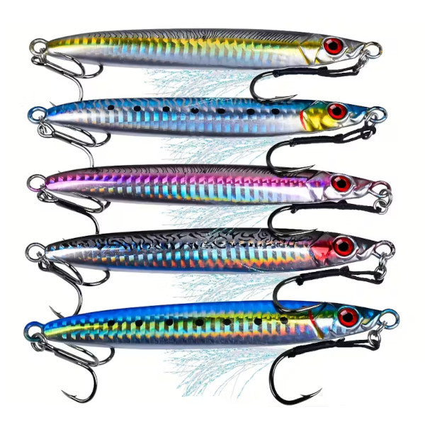 5-Piece 12.3cm 100g Mixed-Color Luminous Metal Jig Set